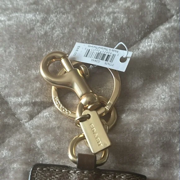 New- Coach Gold tone and Brown Keychain - Picture 5 of 16